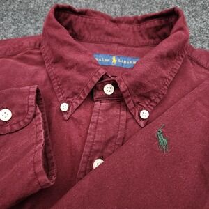 Ralph Lauren Mens XXL Burgundy Red Long Sleeve Button Down Shirt